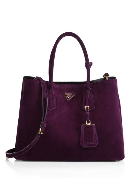 prada suede double bag purple|Prada large saffiano bag.